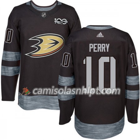 Camisola Anaheim Ducks Corey Perry 10 1917-2017 100th Anniversary Adidas Preto Authentic - Homem